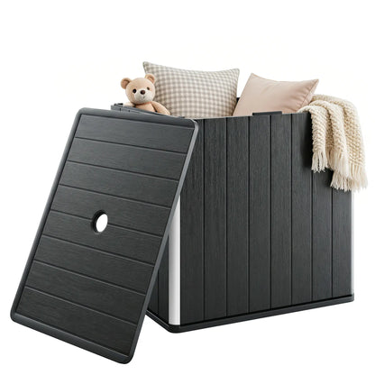 30 Gallon Storage Box, Outdoor Side Table with Umbrella Holder, Black Patio Storage Boxes at Gallery Canada