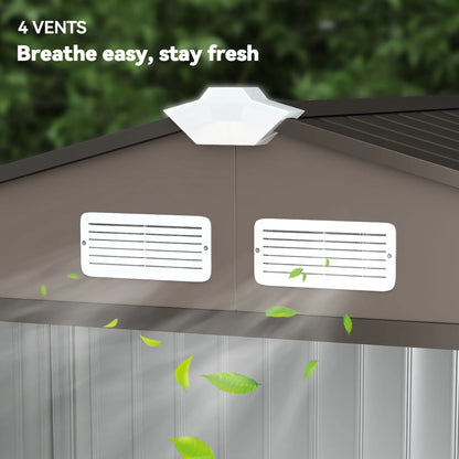 7' x 4' x 6' Garden Storage Shed, Metal, Double Doors, Brown Sheds at Gallery Canada