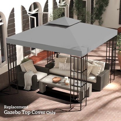 9.8' x 9.8' Square 2-Tier Gazebo Canopy Cover, Light Grey Gazebo Canopy Replacement at Gallery Canada