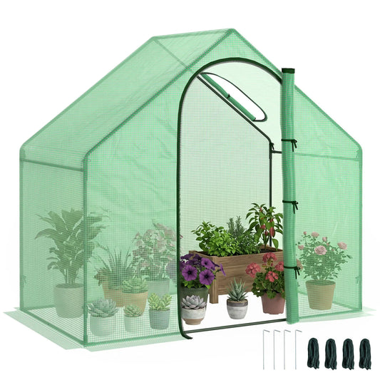 6 x 3.3 x 5.5ft Walk-in Greenhouse, Portable Mini for Plants, Steel Frame, PE Cover Walk In Greenhouses Green at Gallery Canada