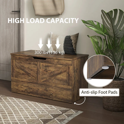31.5 Inches Storage Chest, Wooden Box, Rustic Brown, Brown Storage Cabinets at Gallery Canada