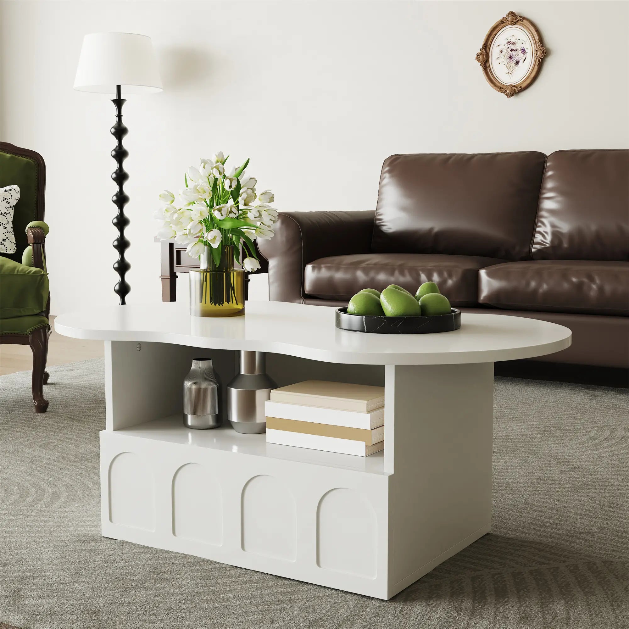 Coffee Table with Drawer, Open Storage, 39.5