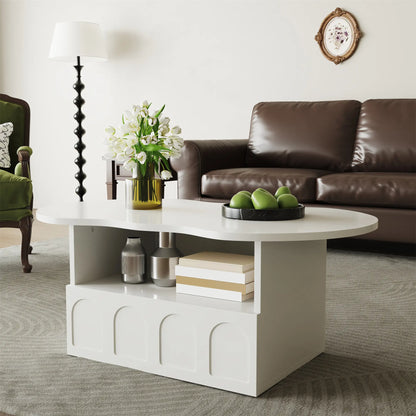 Coffee Table with Drawer, Open Storage, 39.5" L x 23.5" W x 15" H, White Coffee Tables at Gallery Canada