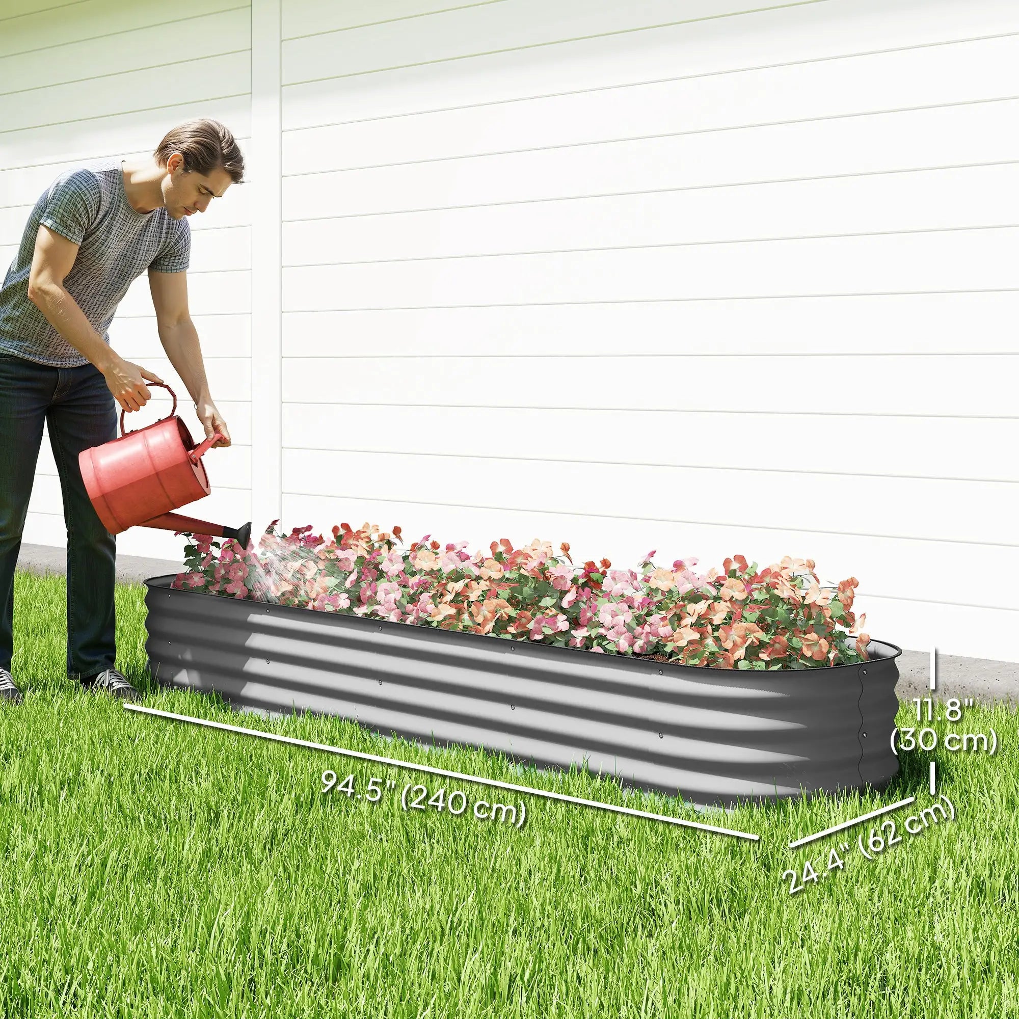 7.9 x 2 x 1ft Galvanized Raised Garden Bed, Metal Planter Box, Silver Galvanized Planter Boxes at Gallery Canada