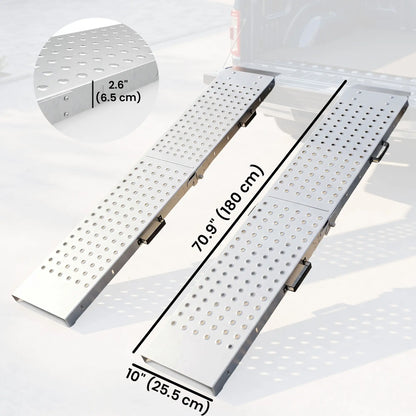Folding Loading Ramps, 70.9" x 10", 880 lb, Silver