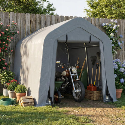 8' x 6' Carport, Sidewalls Roll-Up Door, Outdoor Storage Shelter, Dark Grey Car Shelters at Gallery Canada