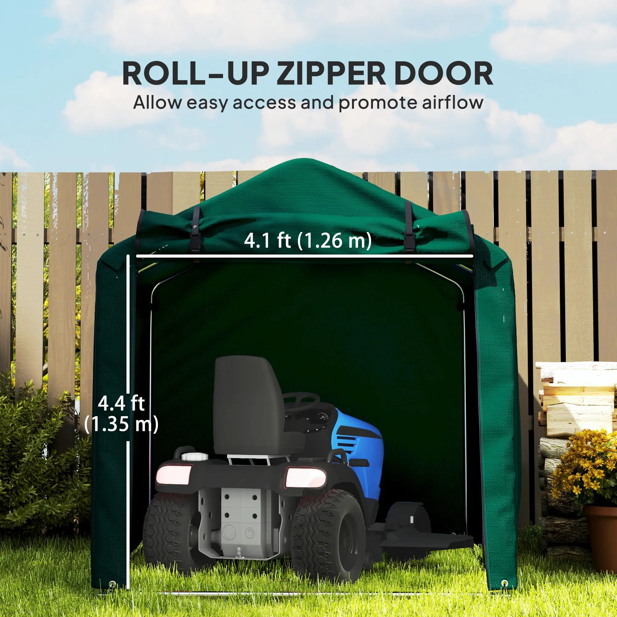 Outdoor Storage Shed, UV Resistant Bike Tent, Roll-up Door, Dark Green Sheds at Gallery Canada