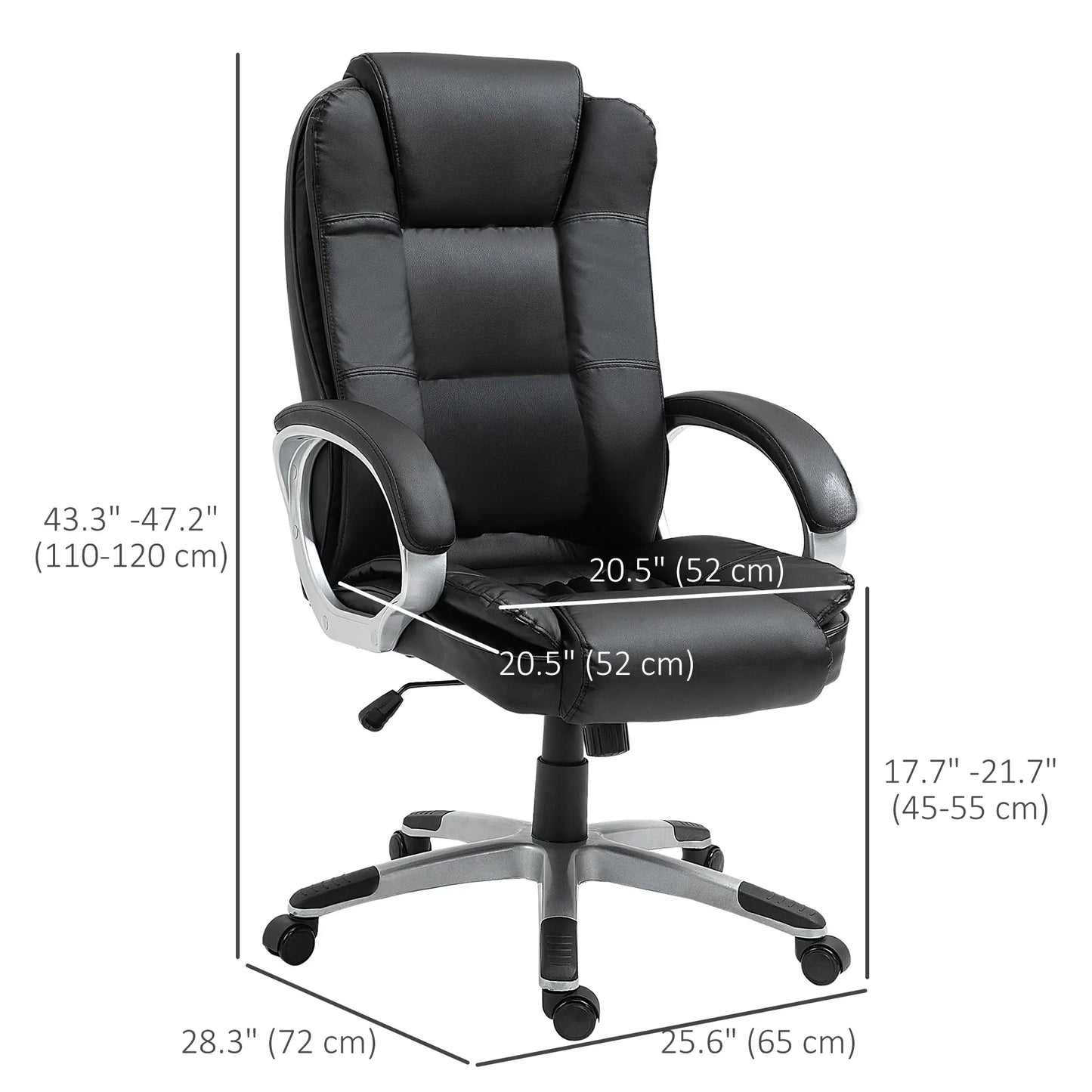 Adjustable High Back Executive Office Chair, PU Leather, Padded Armrests Executive & Manager Chairs at Gallery Canada