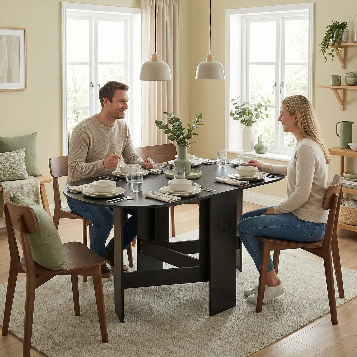 Oval Folding Dining Table, Drop Leaf Kitchen Table, Black Dining Tables at Gallery Canada