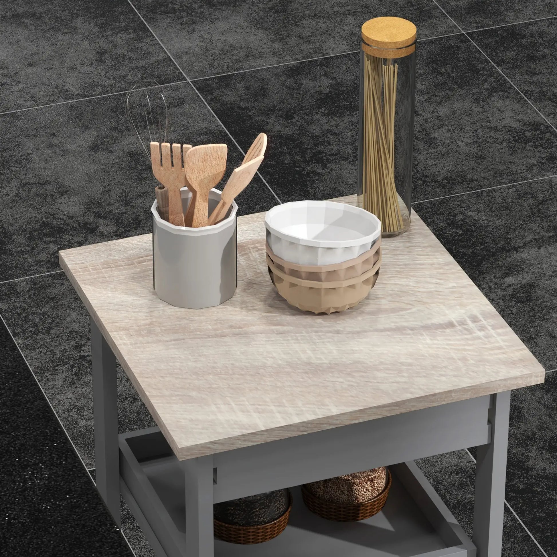 Kitchen Island Rolling Cart with Drawer, Grey Kitchen Islands & Kitchen Carts at Gallery Canada