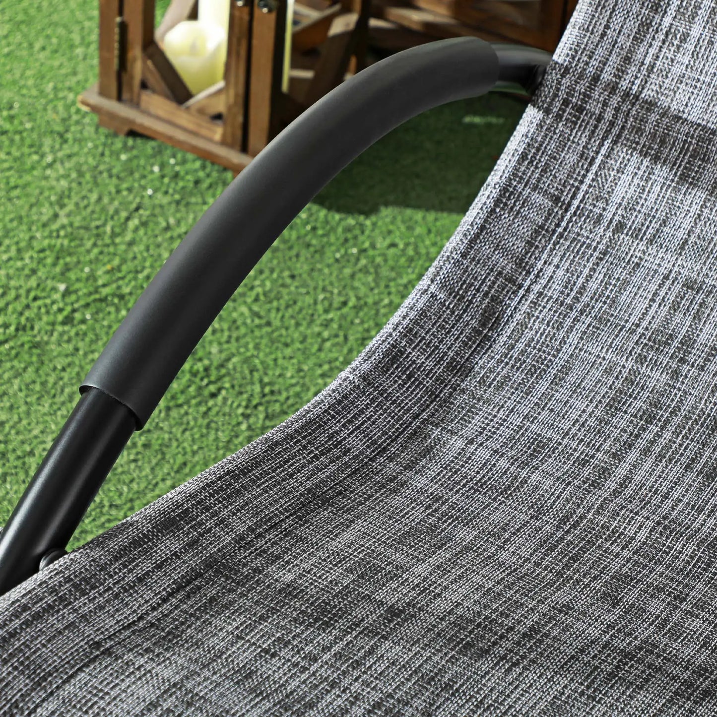 Outdoor Rocking Chair, Zero Gravity Rocker with Mesh Seat, Padded Pillow, Grey Outdoor Rocking Chairs at Gallery Canada