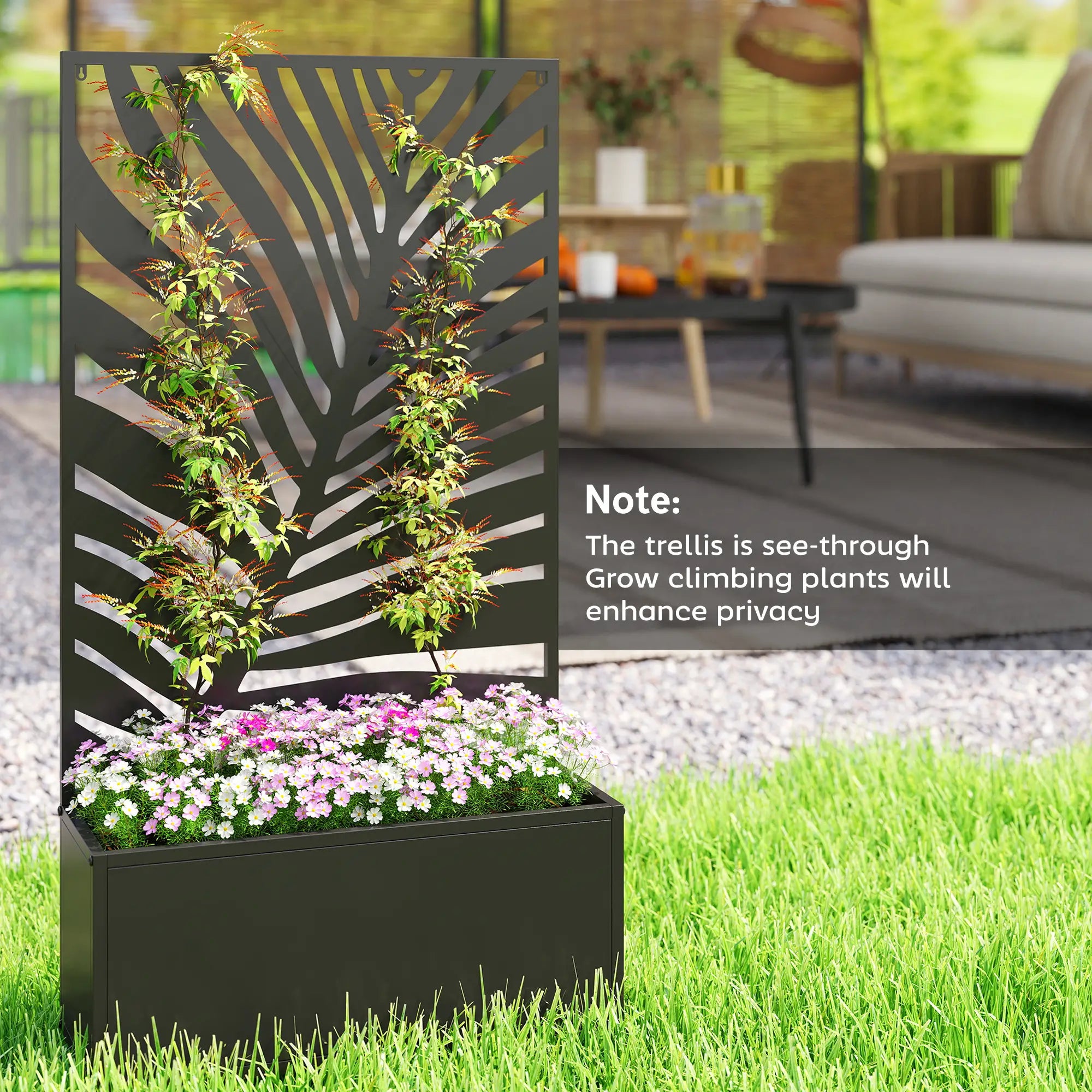 Metal Garden Bed with Trellis for Climbing Plants, Freestanding Galvanized Planter Boxes at Gallery Canada