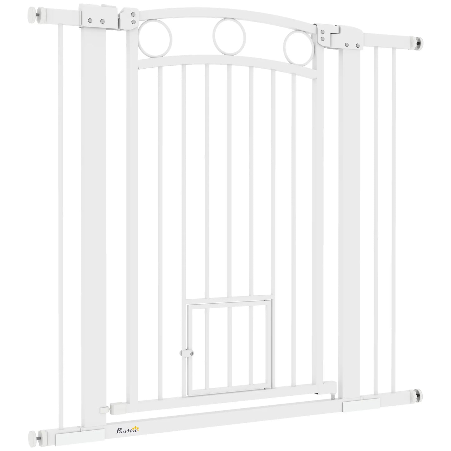 38" Extra Tall Dog Gate With Cat Door, 2 Extension Kits, 30"-41" Width Houses, Kennels & Pens White at Gallery Canada