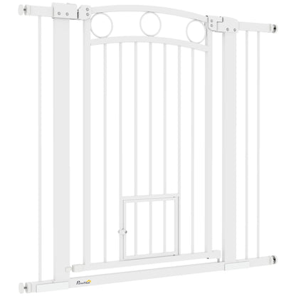 38" Extra Tall Dog Gate With Cat Door, 2 Extension Kits, 30"-41" Width Houses, Kennels & Pens White at Gallery Canada