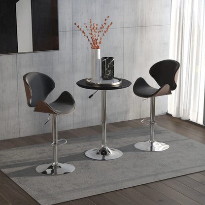 Round Bar Table, Adjustable Height, Faux Leather Top, Chrome Base, Black Bar Tables & Dining Tables at Gallery Canada