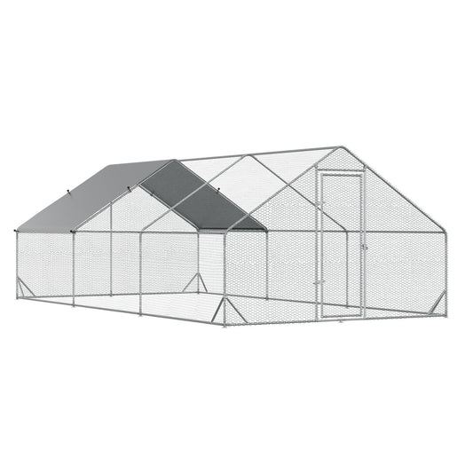 9.8' x 19.7' x 6.6' Chicken Coop Cage, Outdoor Hen House w/Cover &; Lockable Door - Gallery Canada