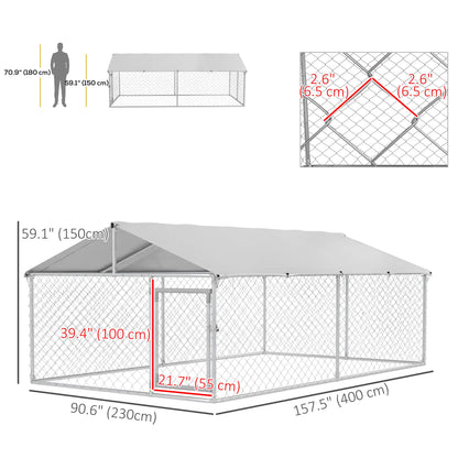 Outdoor Dog Kennel, 13.1' x 7.5' x 4.9', Waterproof UV Resistant Cover, Silver Houses, Kennels & Pens at Gallery Canada