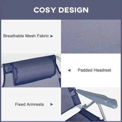 Set of 2 Fishing Chairs, Adjustable Backrest, Headrest, Folding, Dark Blue Picnic Tables & Camping Chairs at Gallery Canada