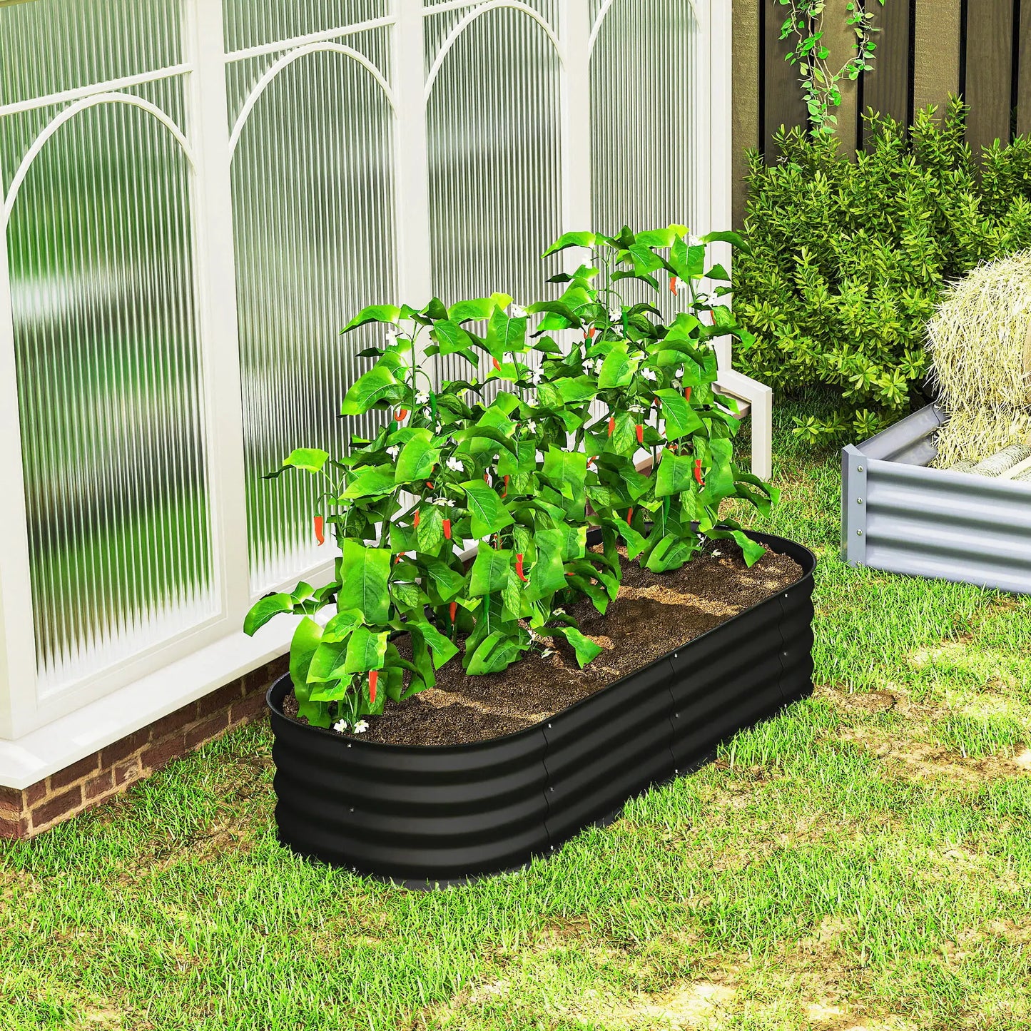 4.9 x 2 x 1ft Galvanized Raised Garden Bed Kit, Metal Planter Box, Black Galvanized Planter Boxes at Gallery Canada
