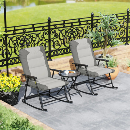 3-Piece Foldable Rocking Chair Set, Light Grey Outdoor Rocking Chairs at Gallery Canada