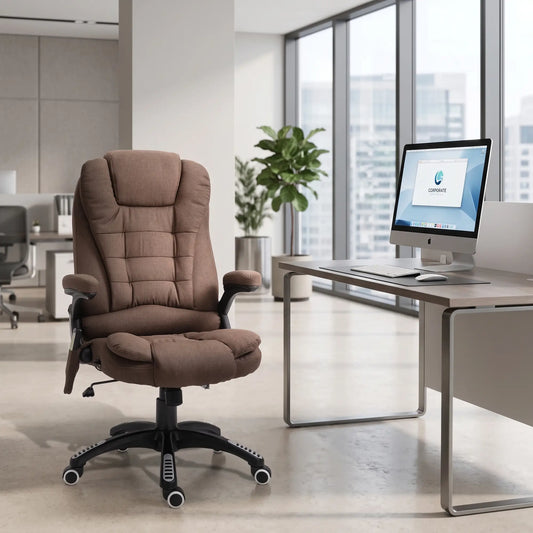 Reclining Massage Office Chair, High Back, Swivel Wheels, Brown Massage Chairs Brown at Gallery Canada