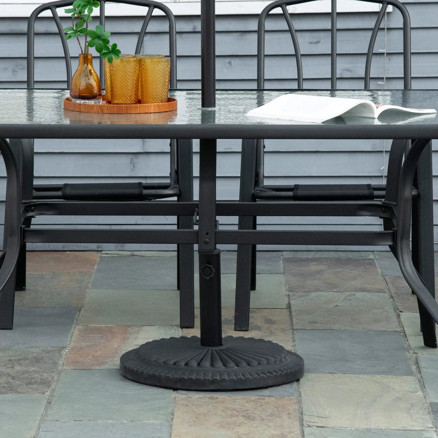 Round Cement Patio Umbrella Base Stand, Fits Φ1.4", Φ1.5", Φ2" Pole, Black Umbrella Bases at Gallery Canada