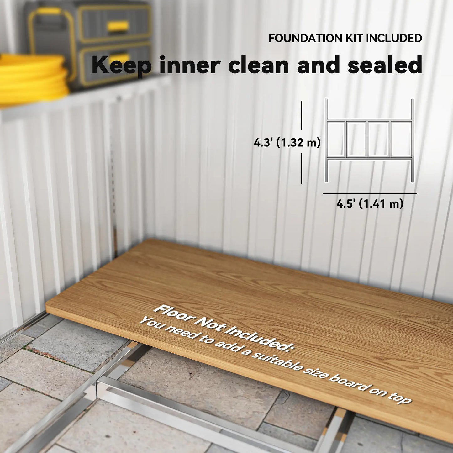 5'x7' Lean to Metal Shed, Sliding Door, 2 Vents, White