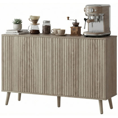 Fluted Sideboard with Adjustable Shelves, Light Grey Bar Cabinets Distressed Light Grey at Gallery Canada