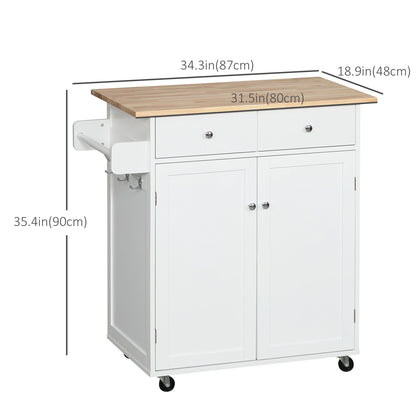 Rolling Kitchen Island with Storage, Adjustable Shelf, White Kitchen Islands & Kitchen Carts at Gallery Canada