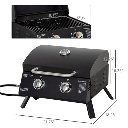 2 Burner Propane Gas Grill, Portable Tabletop BBQ, Black Propane Gas Grills at Gallery Canada