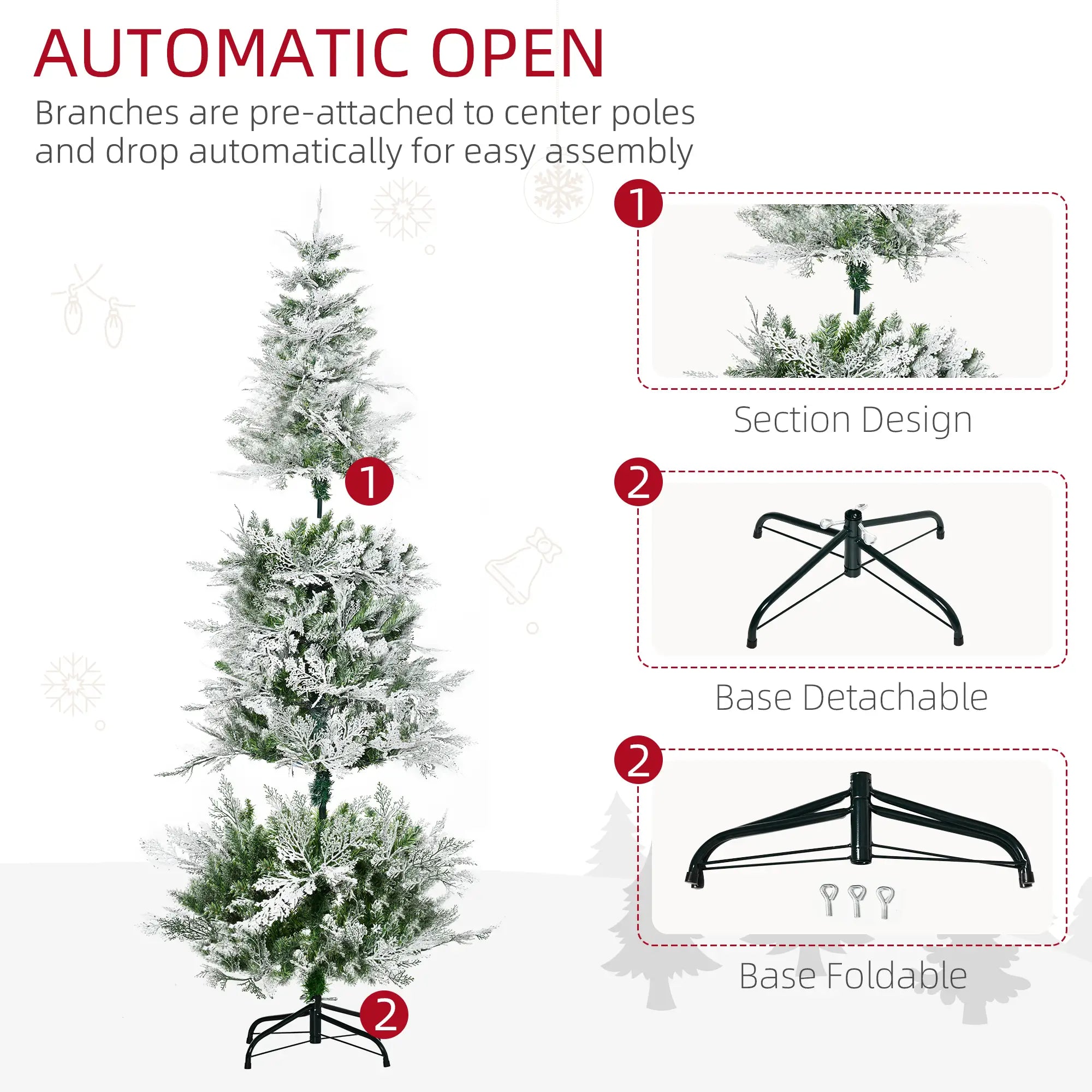 6 Feet Artificial Christmas Tree, 517 Cypress Branches, Auto Open, Green Pencil Christmas Trees at Gallery Canada