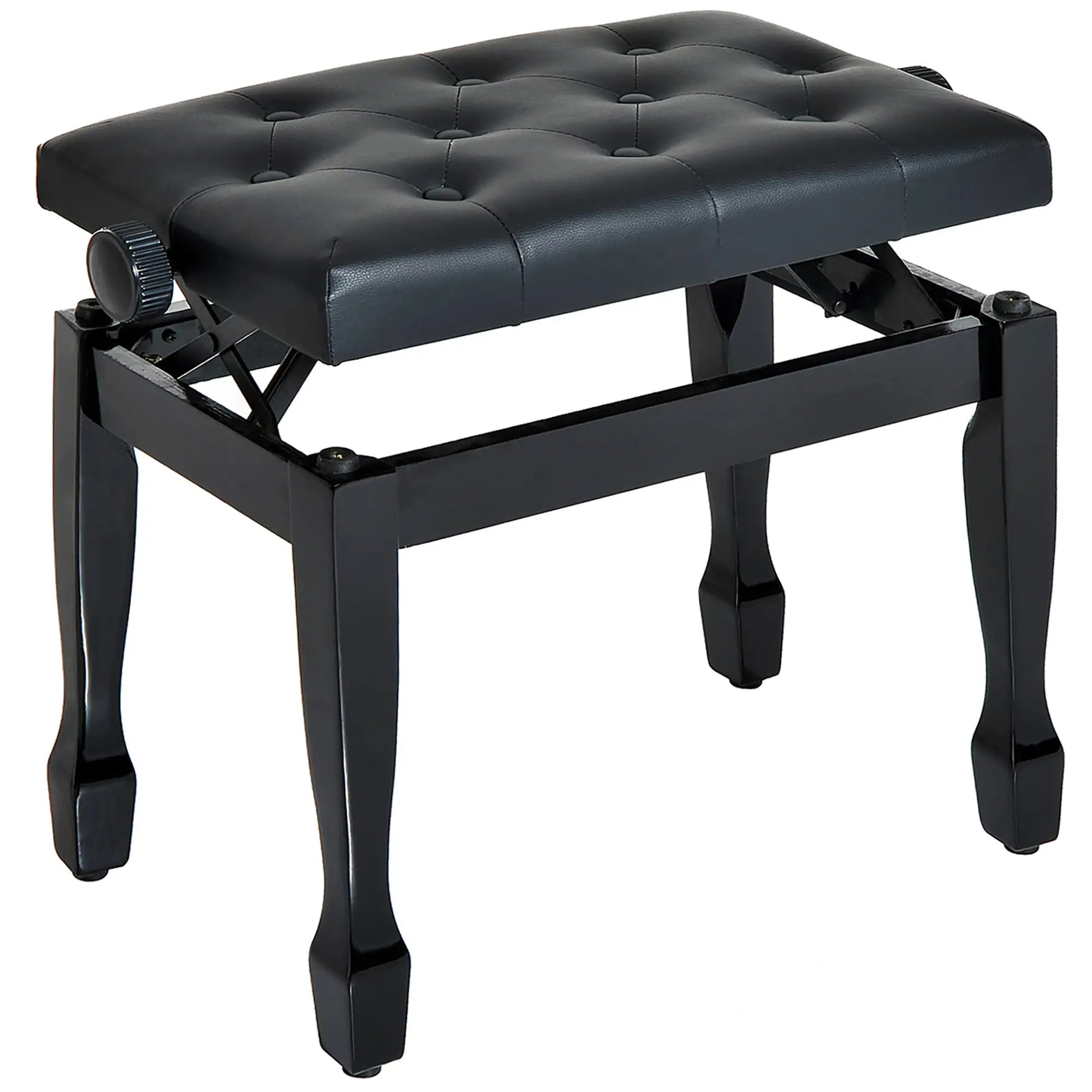 25" Adjustable Piano Bench, Padded Cushion, Storage, Black Piano Benches Black at Gallery Canada