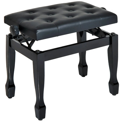 25" Adjustable Piano Bench, Padded Cushion, Storage, Black Piano Benches Black at Gallery Canada