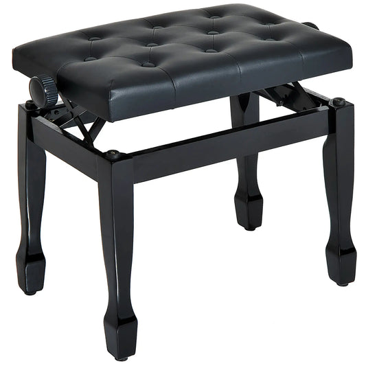 25" Adjustable Piano Bench, Padded Cushion, Storage, Black Piano Benches Black at Gallery Canada