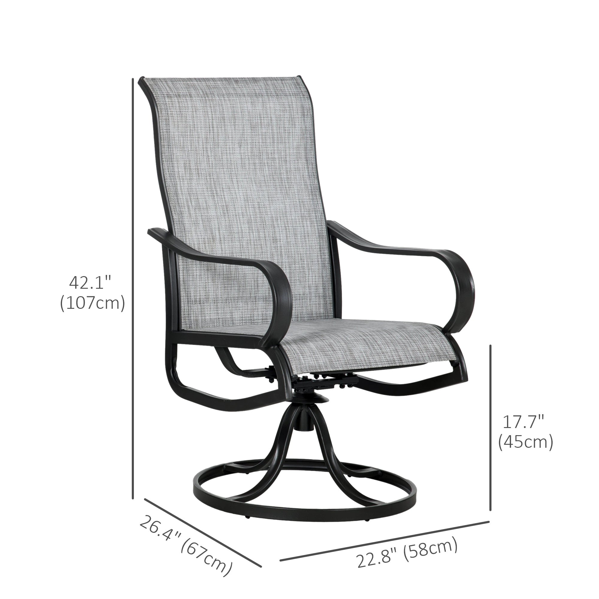 2-Piece Swivel Patio Dining Chairs, 360° Swivel, Breathable Mesh Seat, Dark Grey Patio Chairs at Gallery Canada