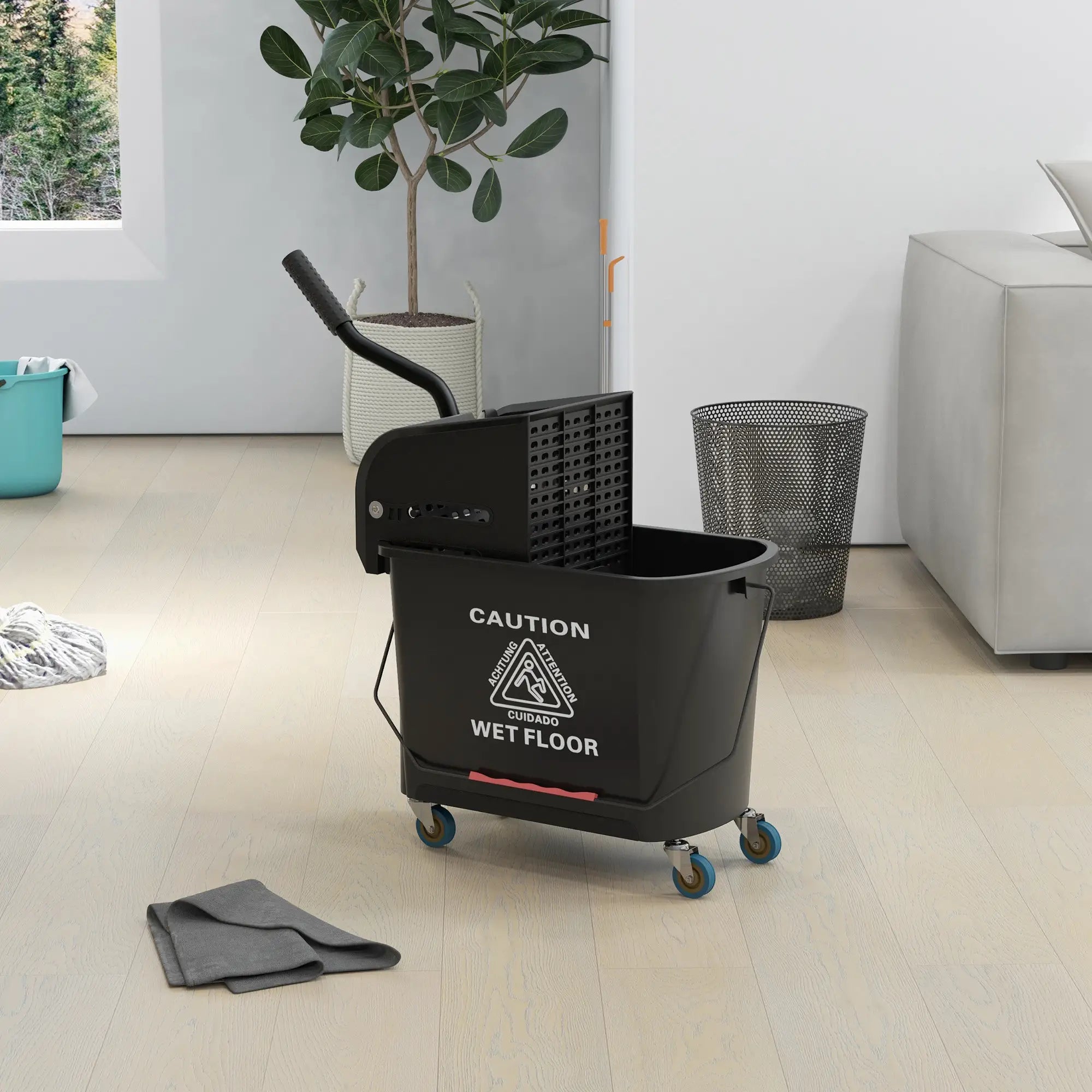 Compact Mop Bucket with Wringer, 5 Gallon, Black Household Supplies at Gallery Canada