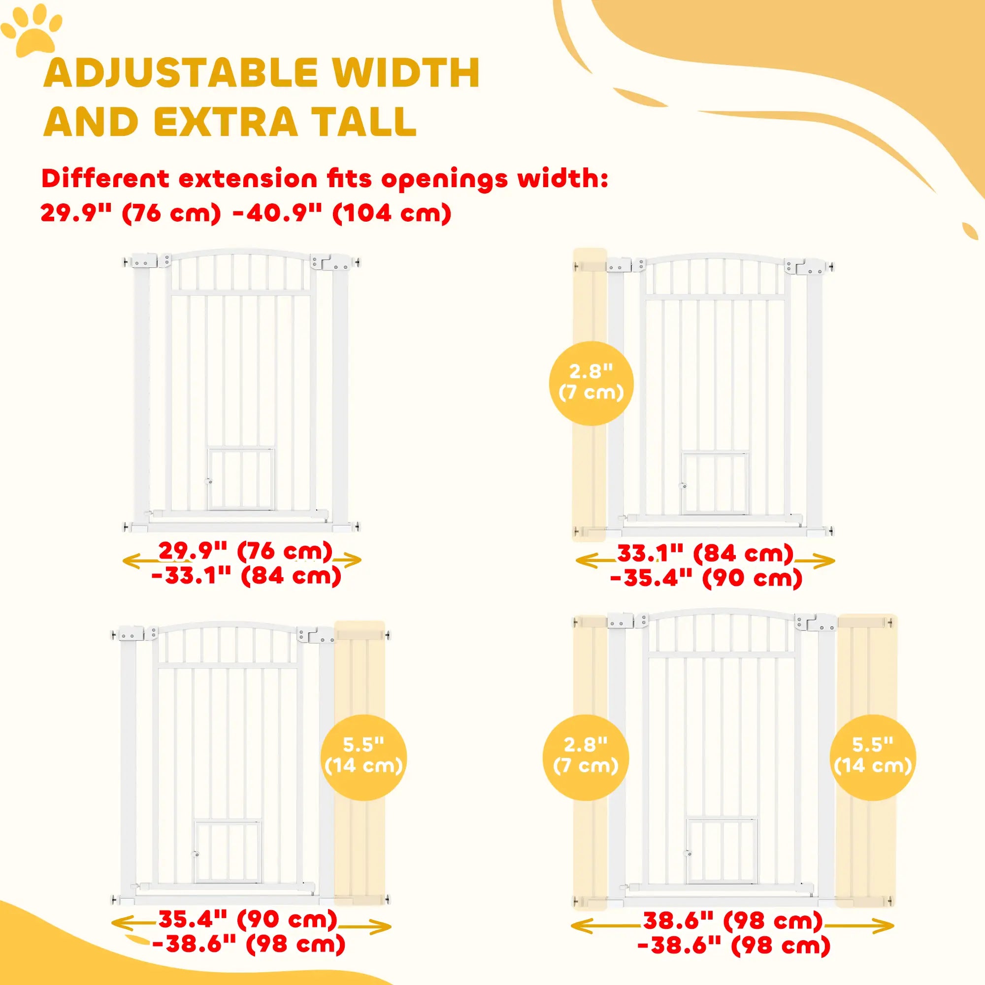 30-41 Inch Extra Wide Pet Gate, 37 Inch H, Small Door, Extension Kit Pet Gates at Gallery Canada