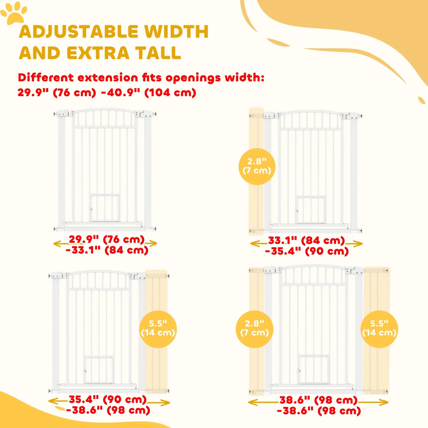 30-41 Inch Extra Wide Pet Gate, 37 Inch H, Small Door, Extension Kit Pet Gates at Gallery Canada