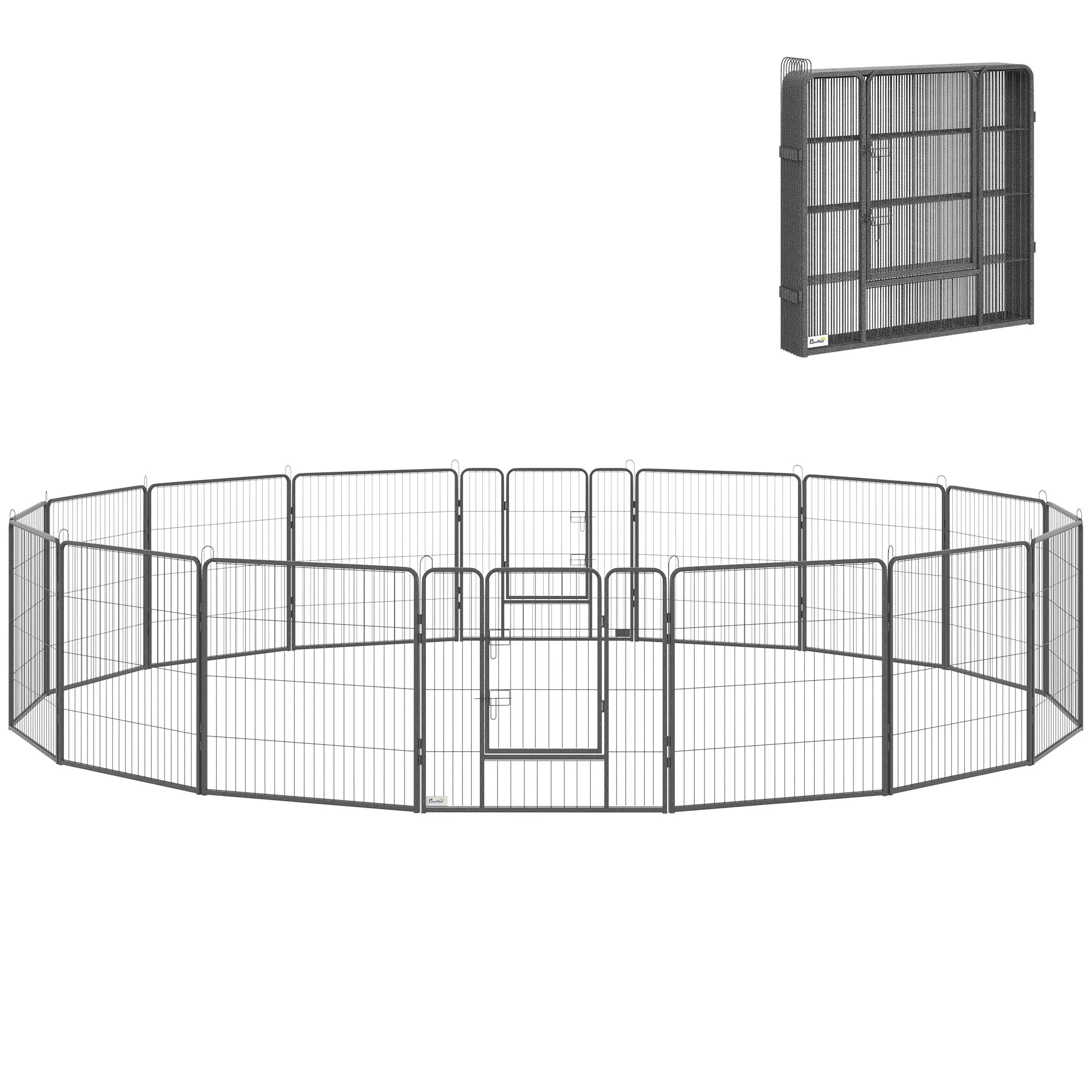 Heavy Duty Pet Playpen, 16 Panels Steel Dog Fence, 31.5