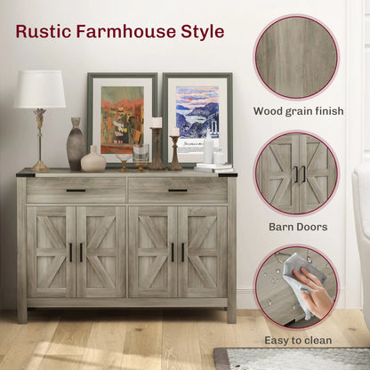 Farmhouse Buffet Cabinet, 2 Drawers, 2 Cabinets, Adjustable Shelves, Grey Bar Cabinets at Gallery Canada