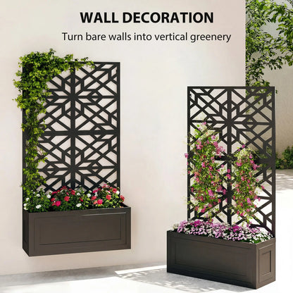 Lit de jardin surélevé en métal avec treillis pour plantes grimpantes