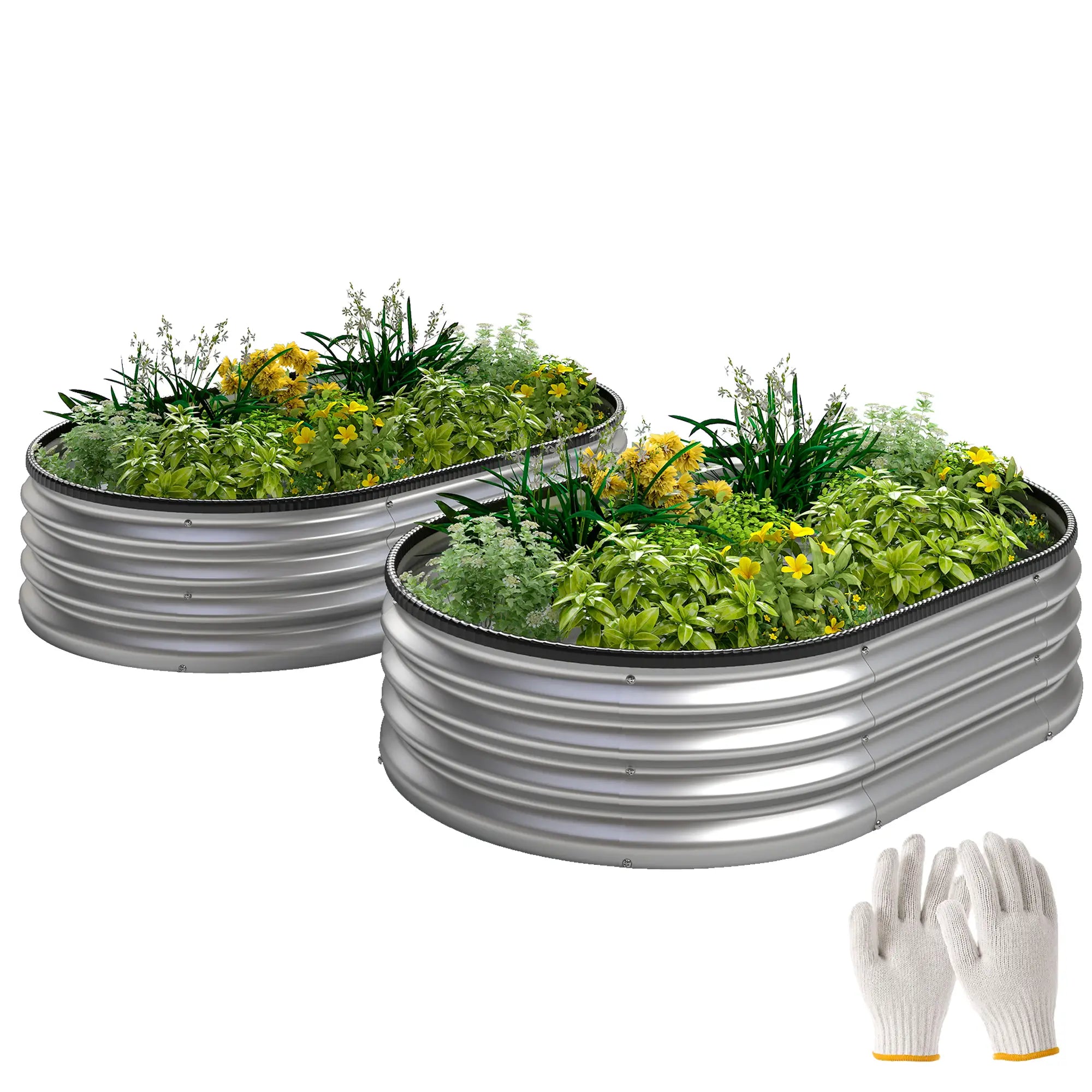 2Pcs Galvanized Raised Garden Bed, 4 X 3 X 1 Ft, Silver Galvanized Planter Boxes at Gallery Canada