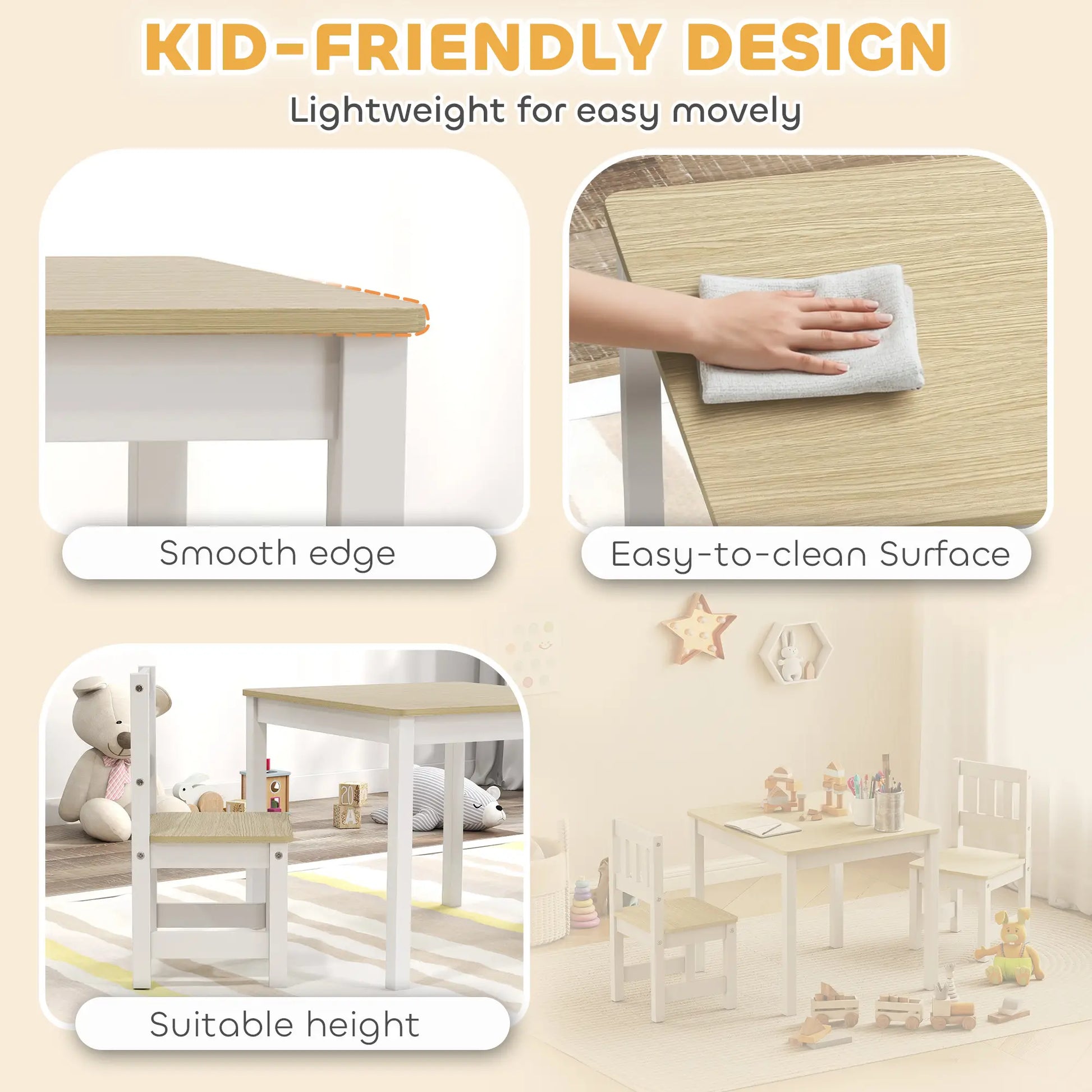 Kids Table And Chairs Set, Toddler Table And 2 Chair Set, Natural Kids Table Sets at Gallery Canada