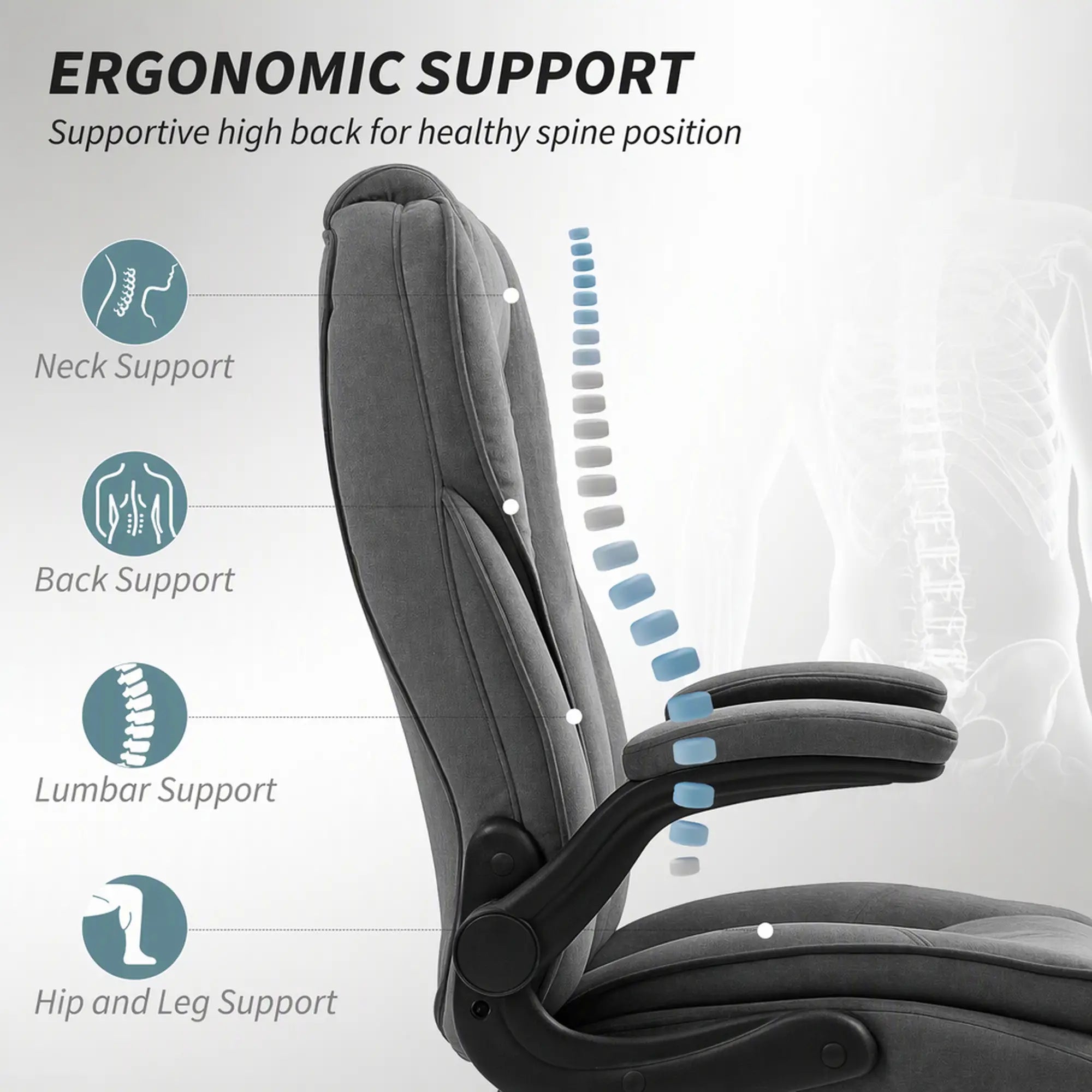 Executive Office Chair, Flip-Up Armrest, Diamond Fabric, Dark Grey Executive & Manager Chairs at Gallery Canada