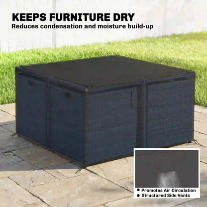 Waterproof Heavy Duty Patio Furniture Cover, 55.1" x 55.1" x 28.1", Black Patio Furniture Covers at Gallery Canada