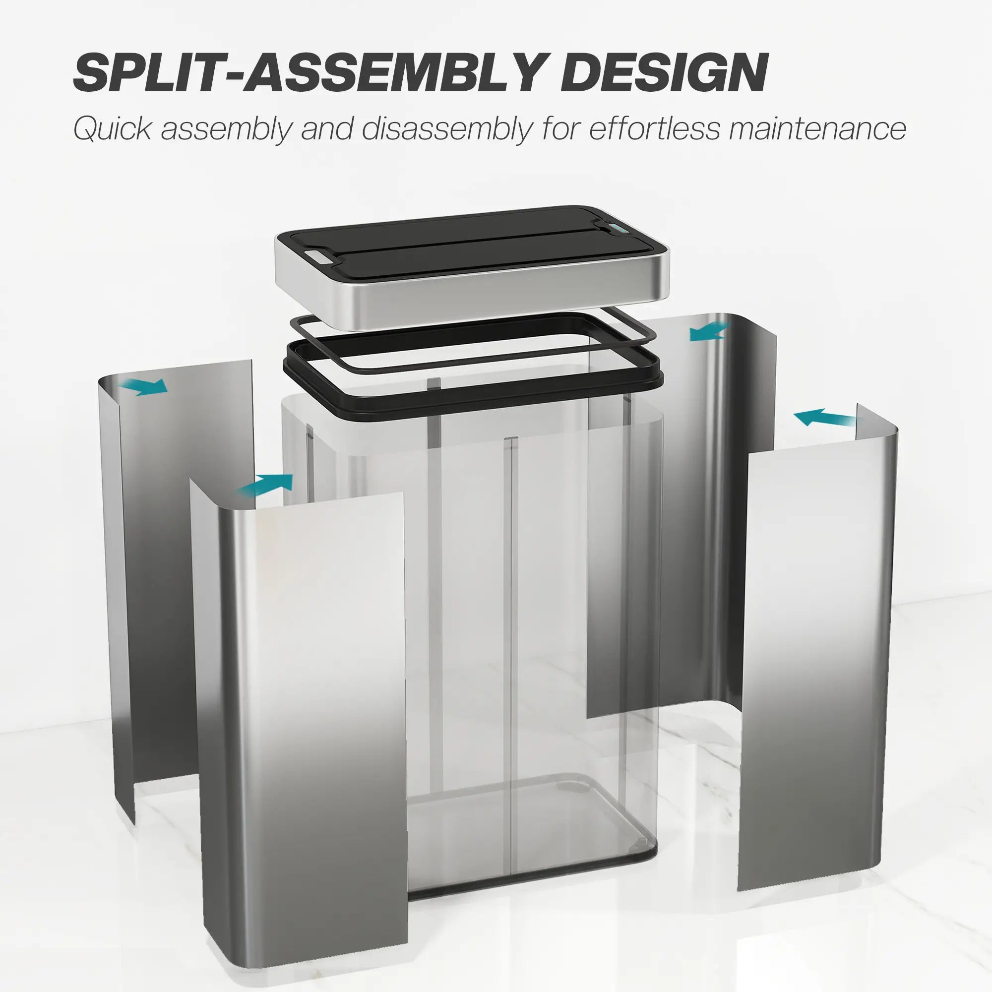 14.5 Gallon Sensor Can, Automatic Garbage Can, Stainless Steel, Silver Household Supplies at Gallery Canada