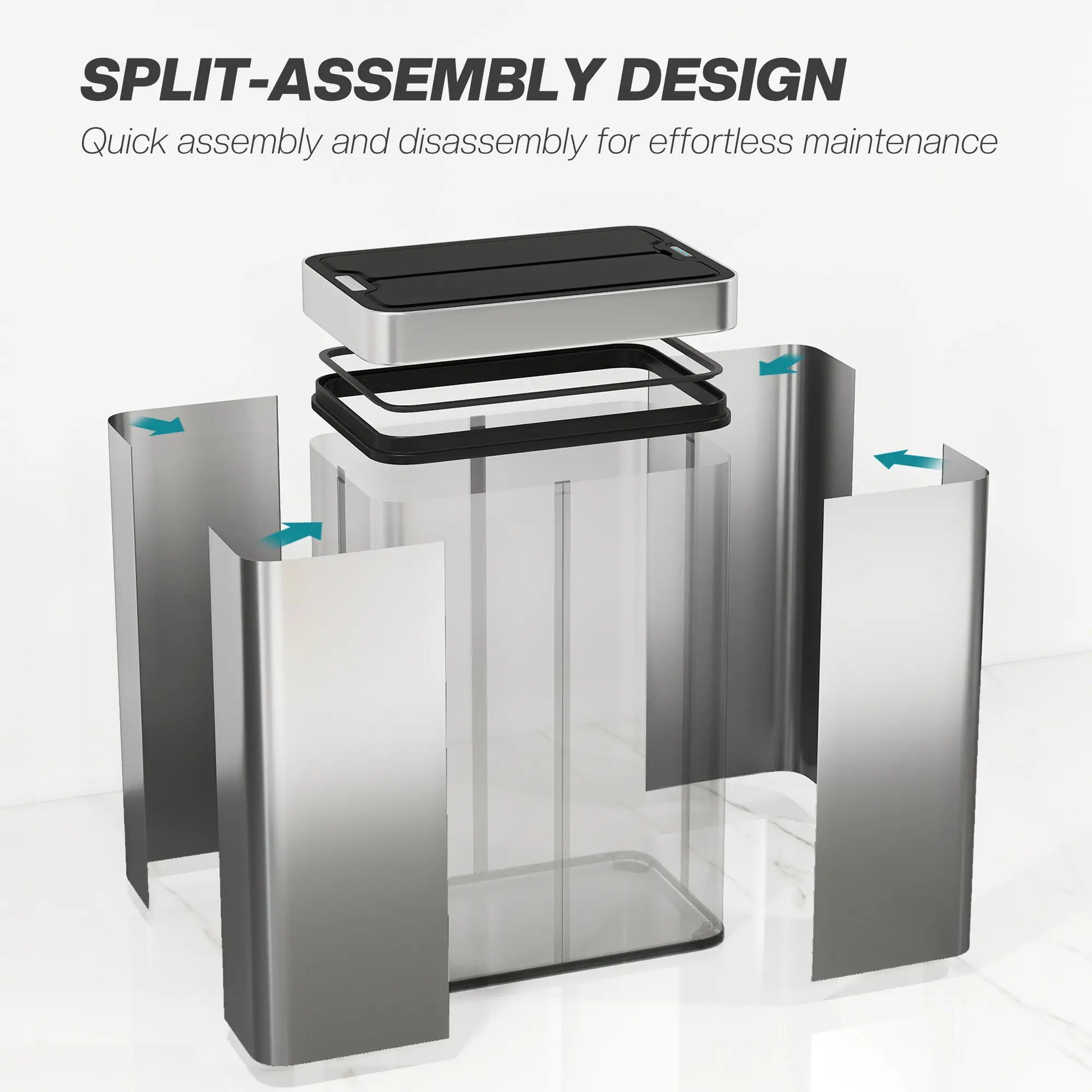 14.5 Gallon Sensor Can, Automatic Garbage Can, Stainless Steel, Silver Household Supplies at Gallery Canada