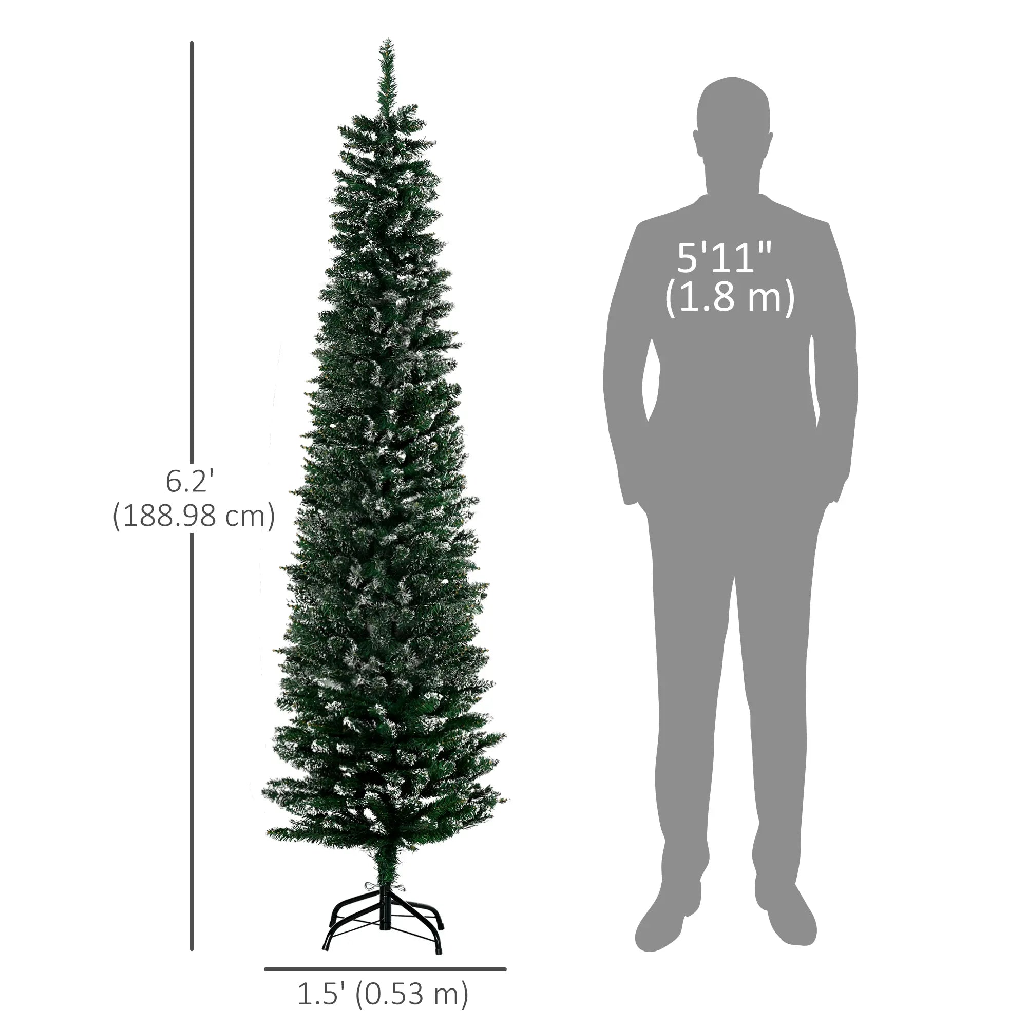 6FT Artificial Snow Dipped Christmas Tree, Foldable Stand, Green Artificial Christmas Trees at Gallery Canada