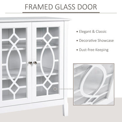 Sideboard Cabinet, Buffet Table, Double Glass Doors, 2 Shelves, White Bar Cabinets at Gallery Canada