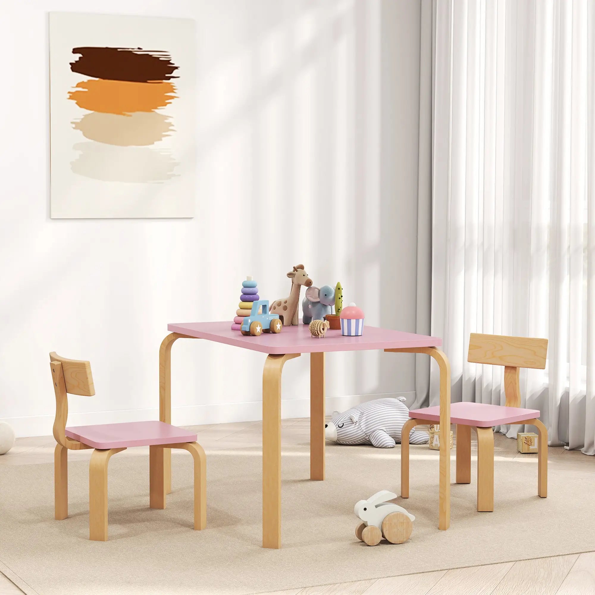 Kids Table and 2 Chair Set, Multi-Activity Furniture, Pink Kids Table Sets at Gallery Canada